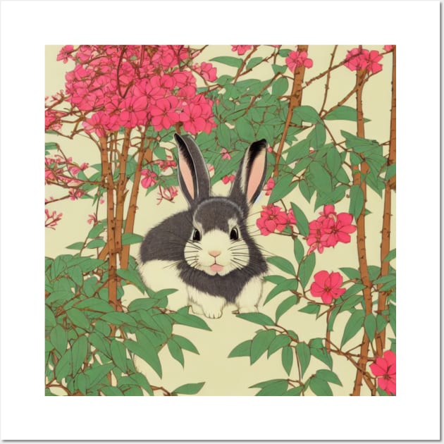 Grey Furball Frenzy in Springtime An American Mini Rex Rabbit Bunny Mom Wall Art by wigobun